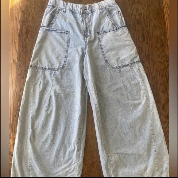 NWOT People Wide-Leg Low-Slouch Boho Low Raise Relaxed Silhouette Drapey feel - Picture 4 of 6